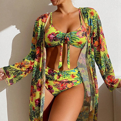 CD | Bikini cu imprimeu floral și suprapunere