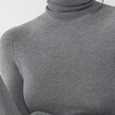 Gray Winter Sweater Loose Fitting High Neck Knitted Sweaters