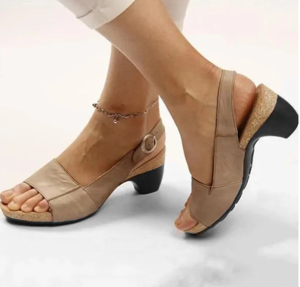 CD | Sandale slingback deschise cu toc bloc