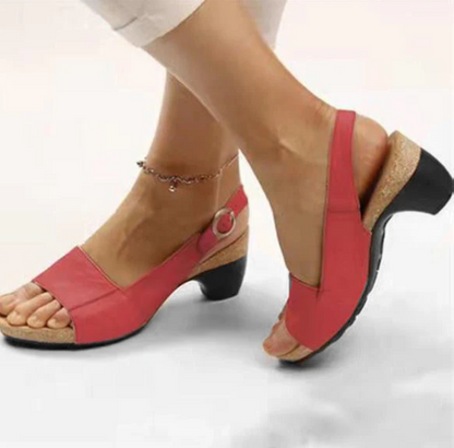CD | Sandale slingback deschise cu toc bloc