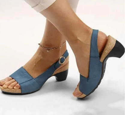 CD | Sandale slingback deschise cu toc bloc