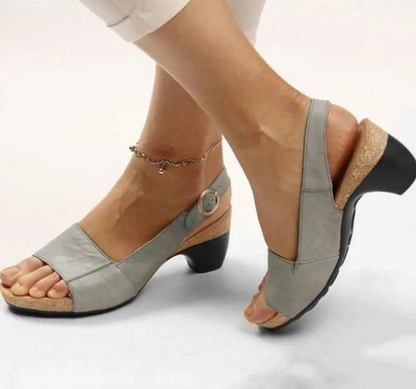 CD | Sandale slingback deschise cu toc bloc