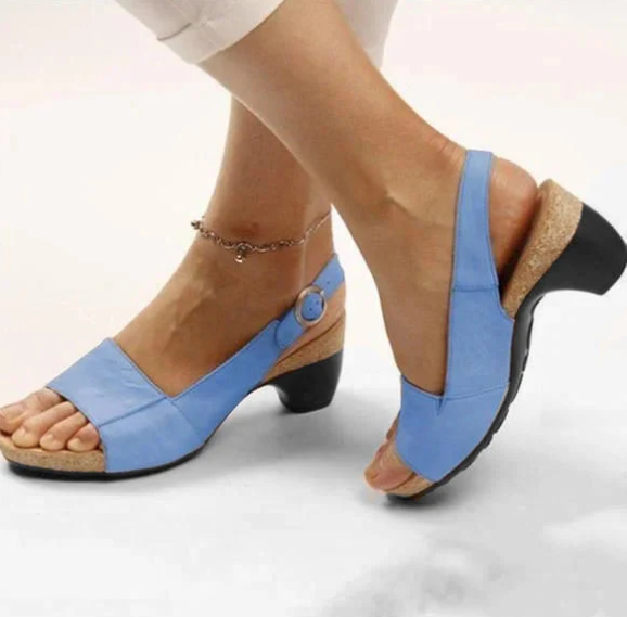 CD | Sandale slingback deschise cu toc bloc