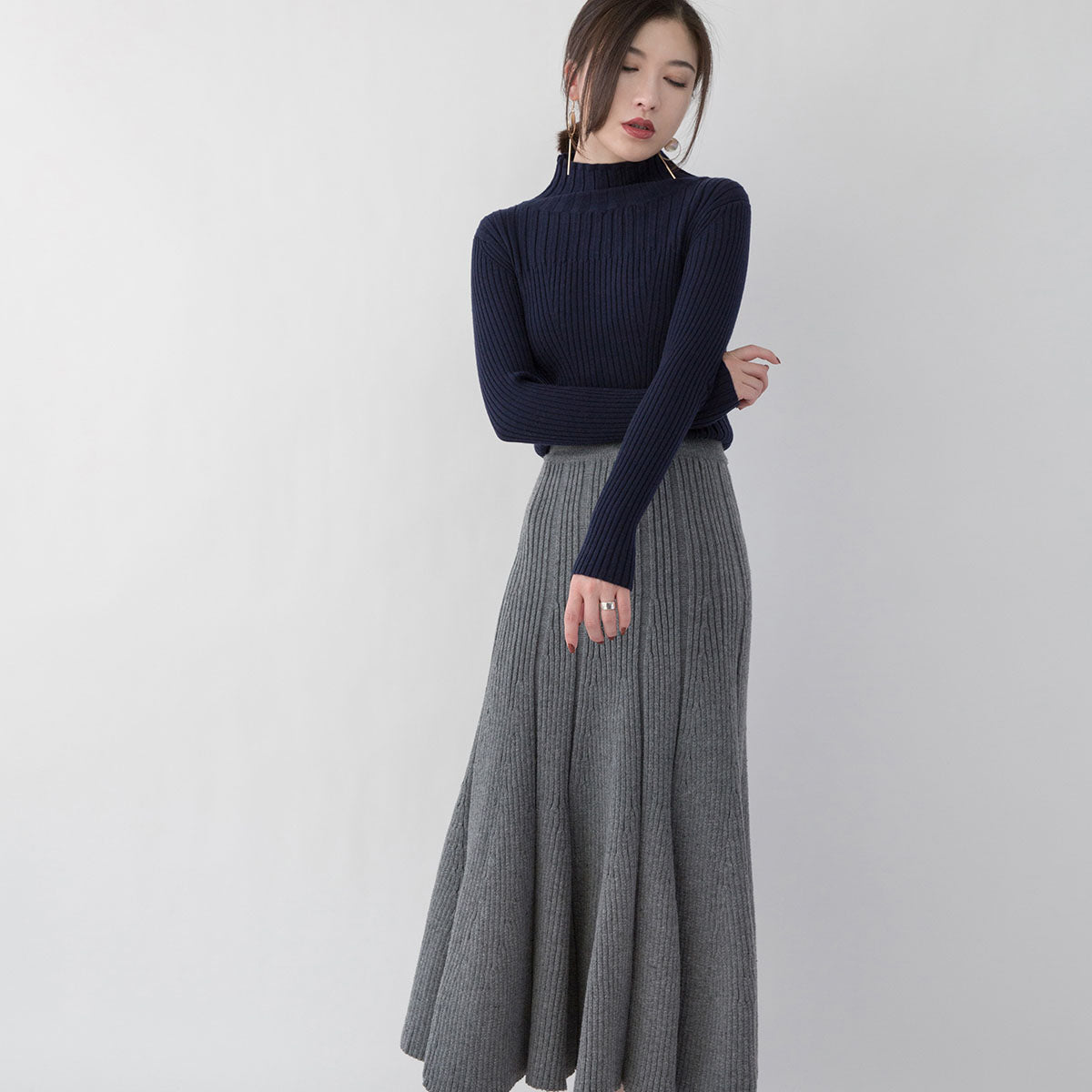 Warm Navy Cozy Sweater High Neck Pullover New Winter Sweater