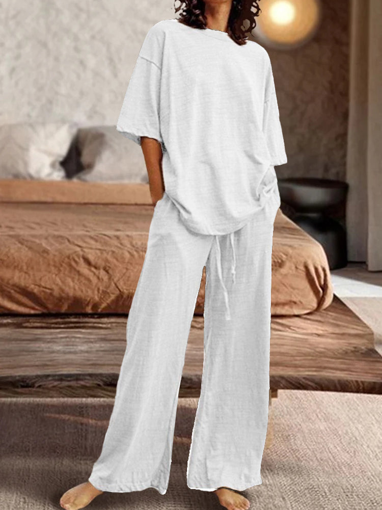CD | Set casual de cămașă supradimensionată și pantaloni drepți pentru femei