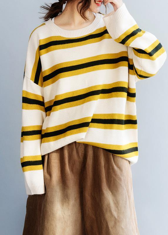 Winter Yellow Knit Tops O Neck Box Top