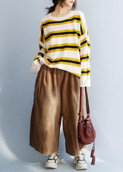 Winter Yellow Knit Tops O Neck Box Top