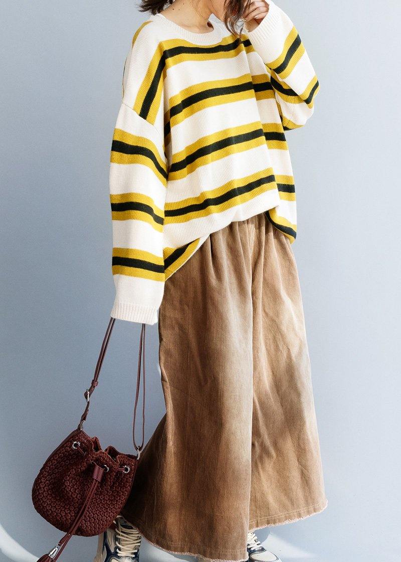Winter Yellow Knit Tops O Neck Box Top