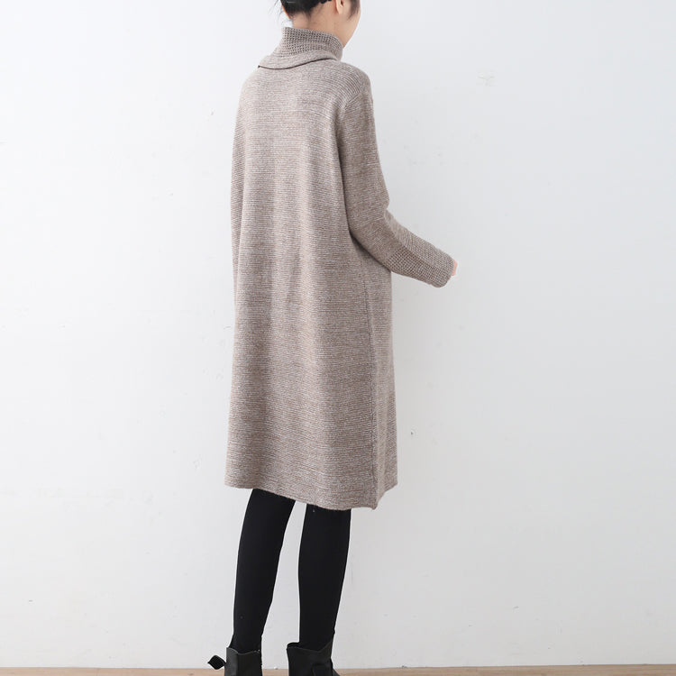 Khaki Sweater Dress Fall High Neck Fall Dresses Hollow Out Fall Dresses